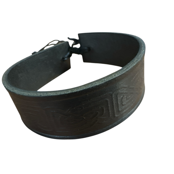 Black Celtic Embossed Leather Bracelet