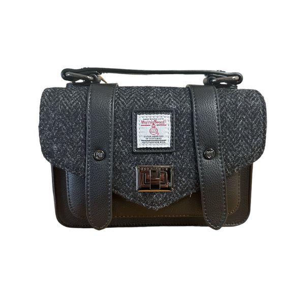 Black Herringbone Harris Tweed Bag