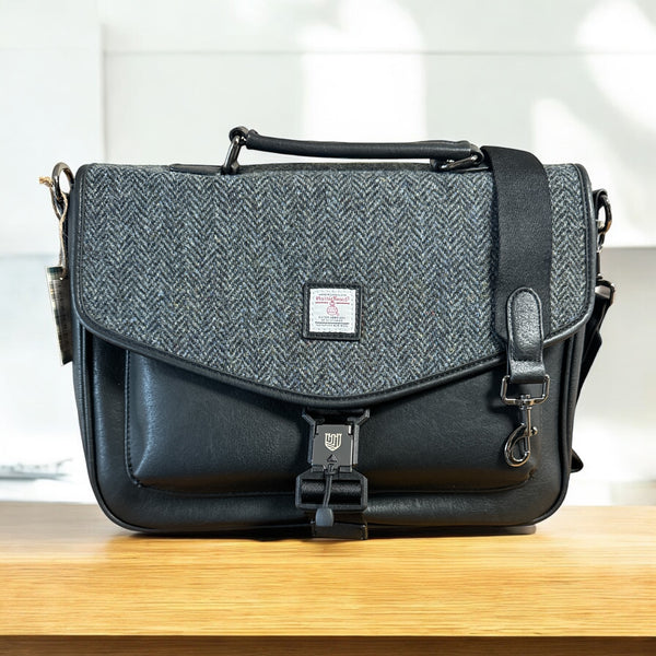 Black Herringbone Laptop Bag