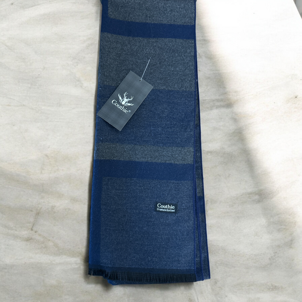 Blue and Grey Checkers Cashmere Feel scarf