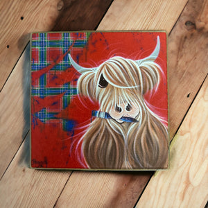 Chopping Board  Trivet Tartan Paint Highland Cow