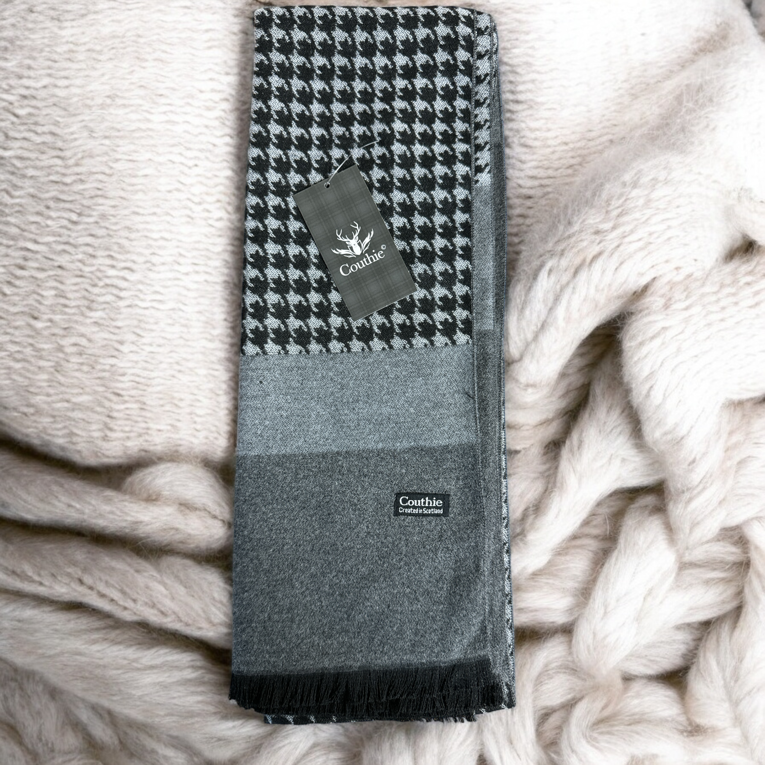 Grey Dotooth Cashmere feel scarf