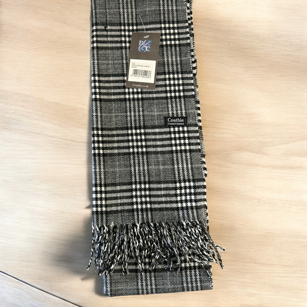 Grey and Black Check Cashmere Scarf