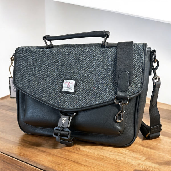 Harris Tweed Black Herringbone Laptop Bag