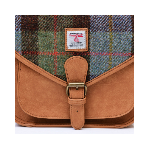 Harris Tweed Chestnut Blue Saddle Bag