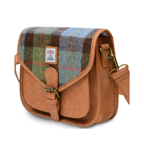 Harris Tweed Chestnut Blue Saddle Bag