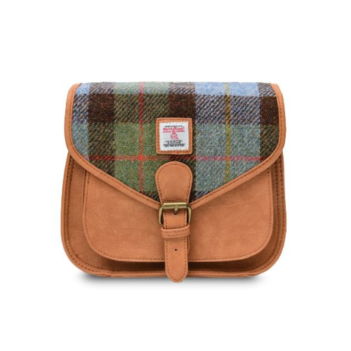 Harris Tweed Chestnut Blue Saddle Bag