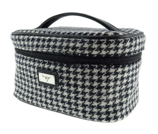 Harris Tweed Cosmetic Make Up Bag - Black White Dogtooth