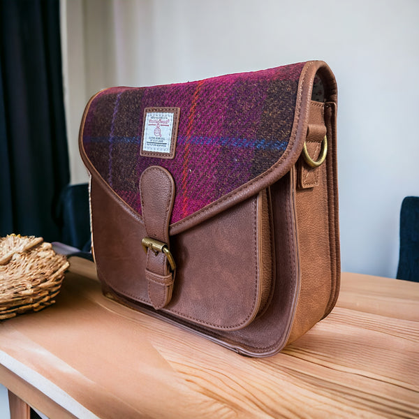 Harris Tweed Fuschia Saddle Bag