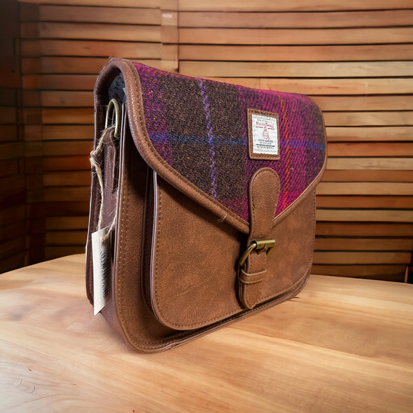 Harris Tweed Fuschia Saddle Bag