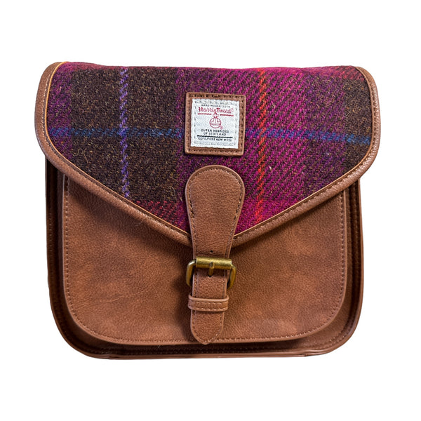 Harris Tweed Fuschia Saddle Bag