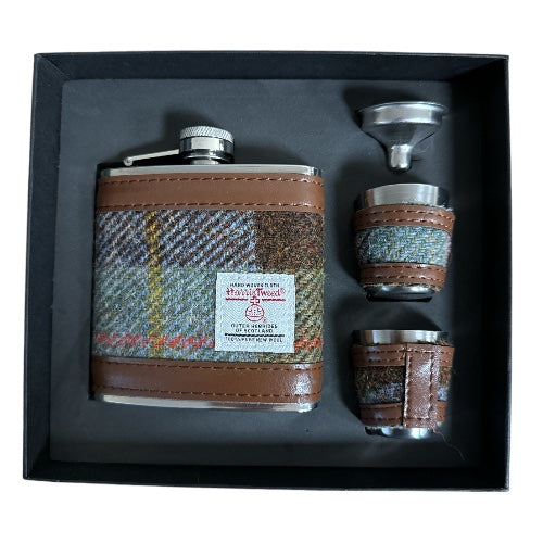 Harris Tweed Hip Flask Set 