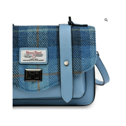 Harris Tweed Mini Satchel Blue Tartan