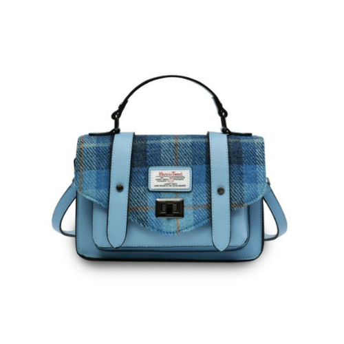 Harris Tweed Mini Satchel Blue Tartan