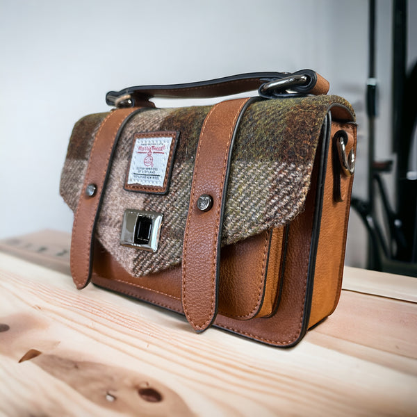 Harris Tweed Mini Satchel Chestnut Tartan