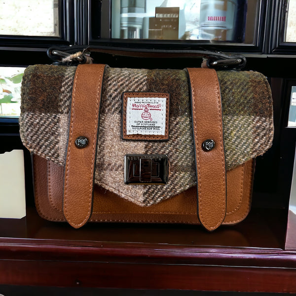 Harris Tweed Mini Satchel Chestnut Tartan