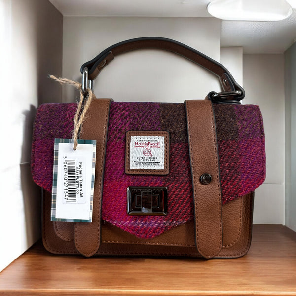 Harris Tweed Mini Satchel Fuschia