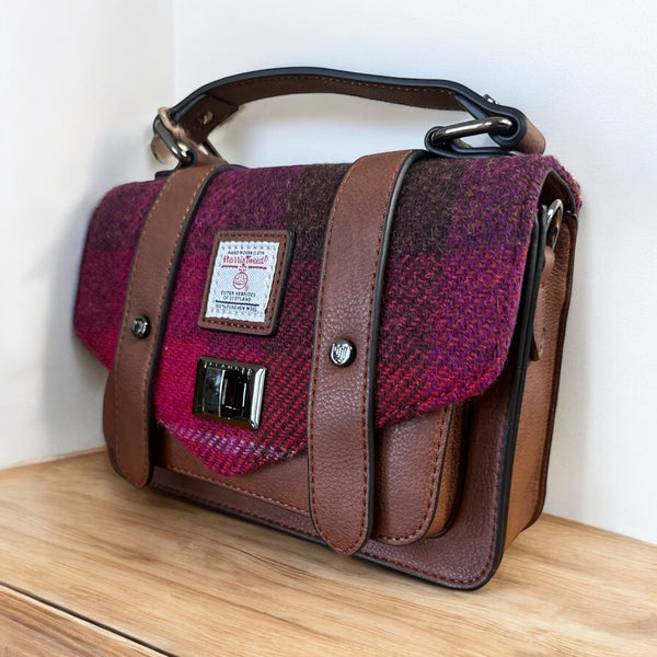 Harris Tweed Mini Satchel Fuschia