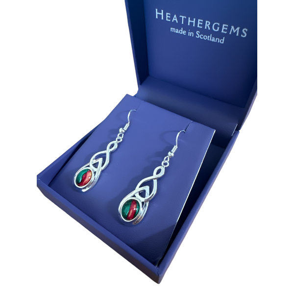 Heathergems Celtic Drop Earings red Green 