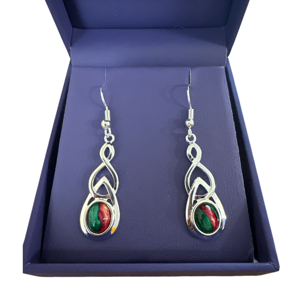 Heathergems Celtic Drop Earings red Green