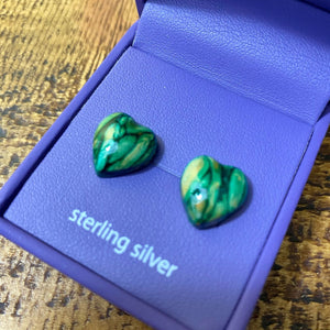 Heathergems Heart Stud Earrings Green