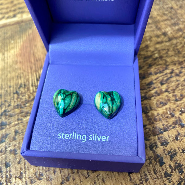 Heathergems Heart Stud Earrings SE11 Green