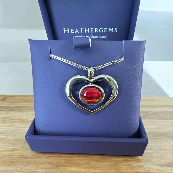 Open Heart Necklace Red