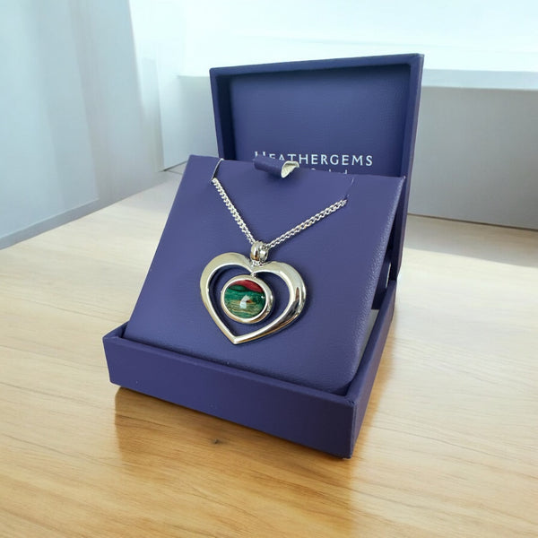 Open Heart Necklace Green