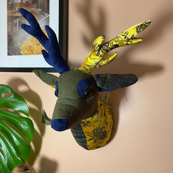 Patchwork Stag Trophy Head Wall Mount.