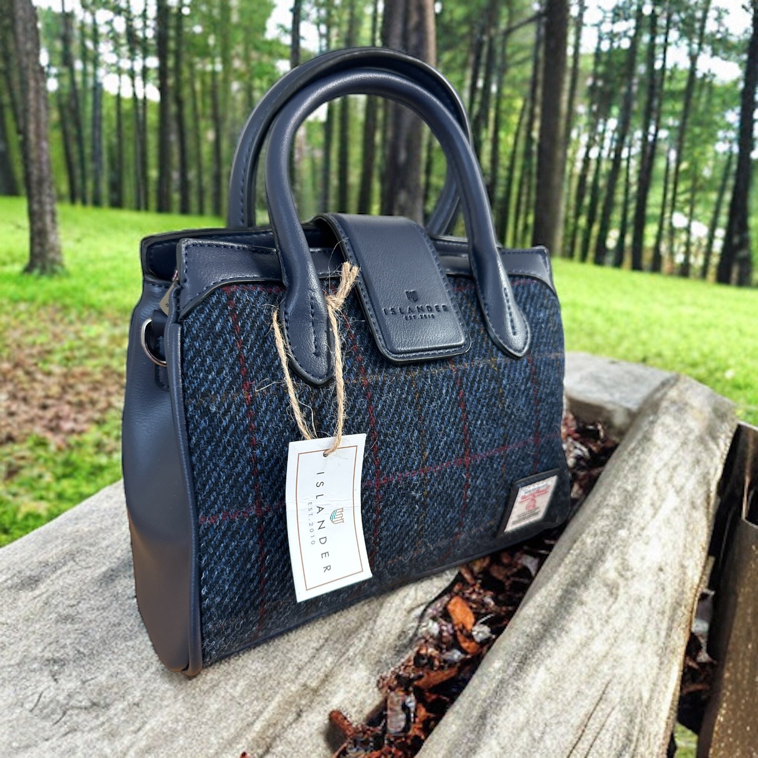 Harris Tweed Blue Herringbone Mini Tiree Bag 