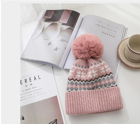 Pink Fairisle Pom Pom Hat 