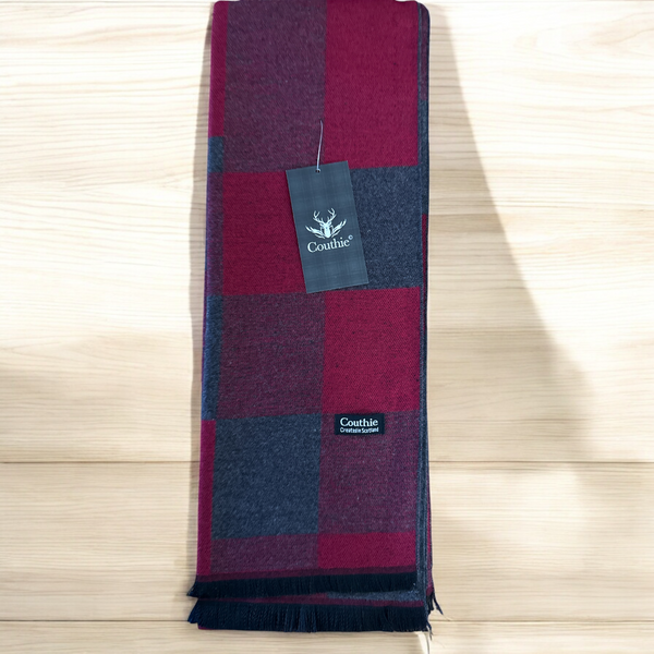 Red and Grey Checkers Cashmere Feel Scarf