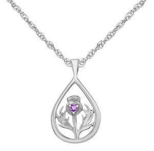 Scottish silver thistle pendant teardrop