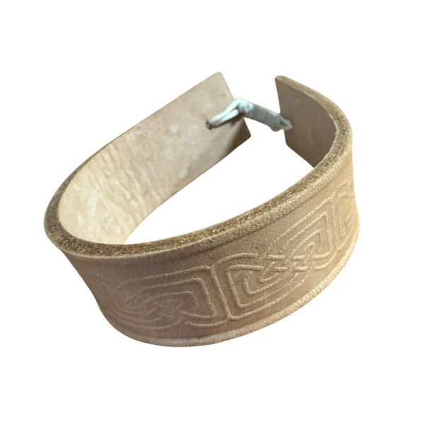 Tan Celtic Embossed Leather Bracelet