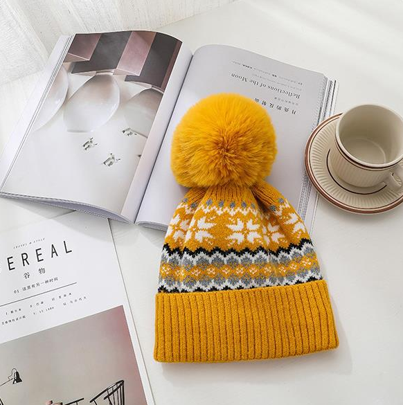 Yellow Fairisle Pom Pom Hat 