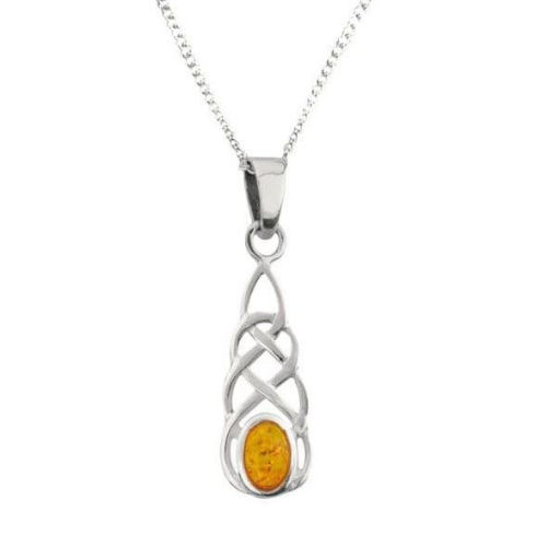 celtic pendant with amber stone 06665