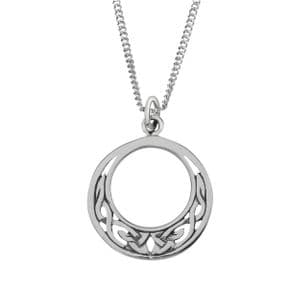 celtic round silver pendant necklace.