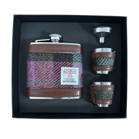 Harris Tweed Hip Flask Set