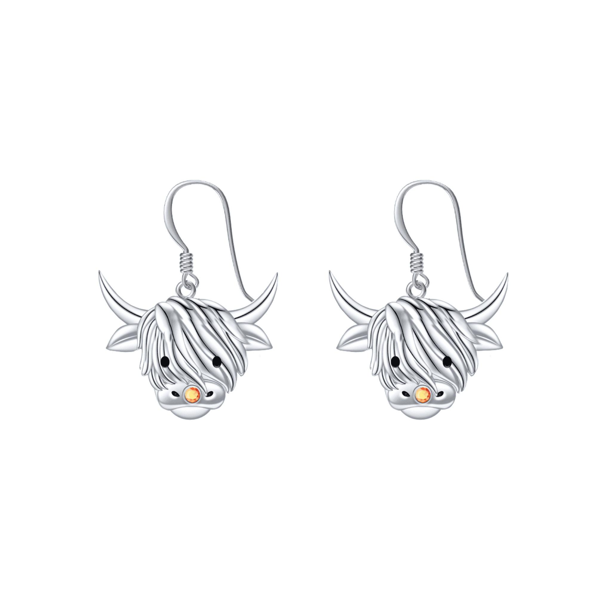 Highland Cow Silver Drop Earings