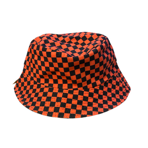 Orange Checkered Bucket hat