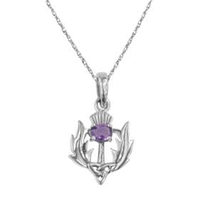 scottish thistle necklace with amethyst