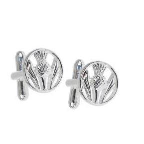 Pierced Thistle Silver Plated Cufflinks 